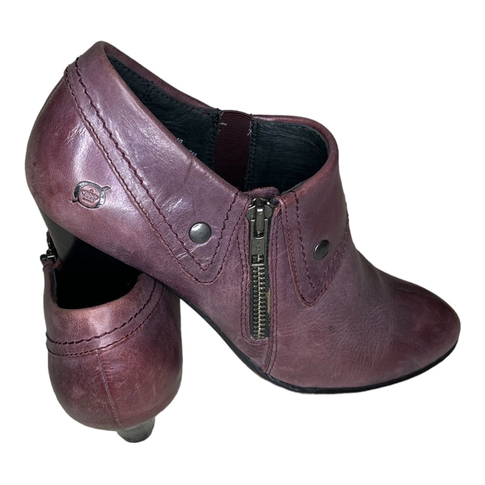 Born Women's Brown Leather Olied Side Zip Heels